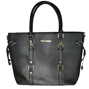 Montana West Black Tote with Gold Accents